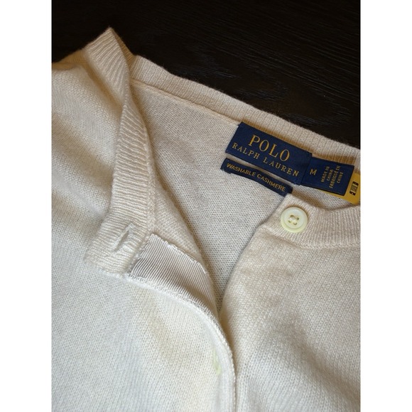 Polo Ralph Lauren Women's  Cropped Cashmere Crewneck Cardigan Sweater Medium - Picture 9 of 12